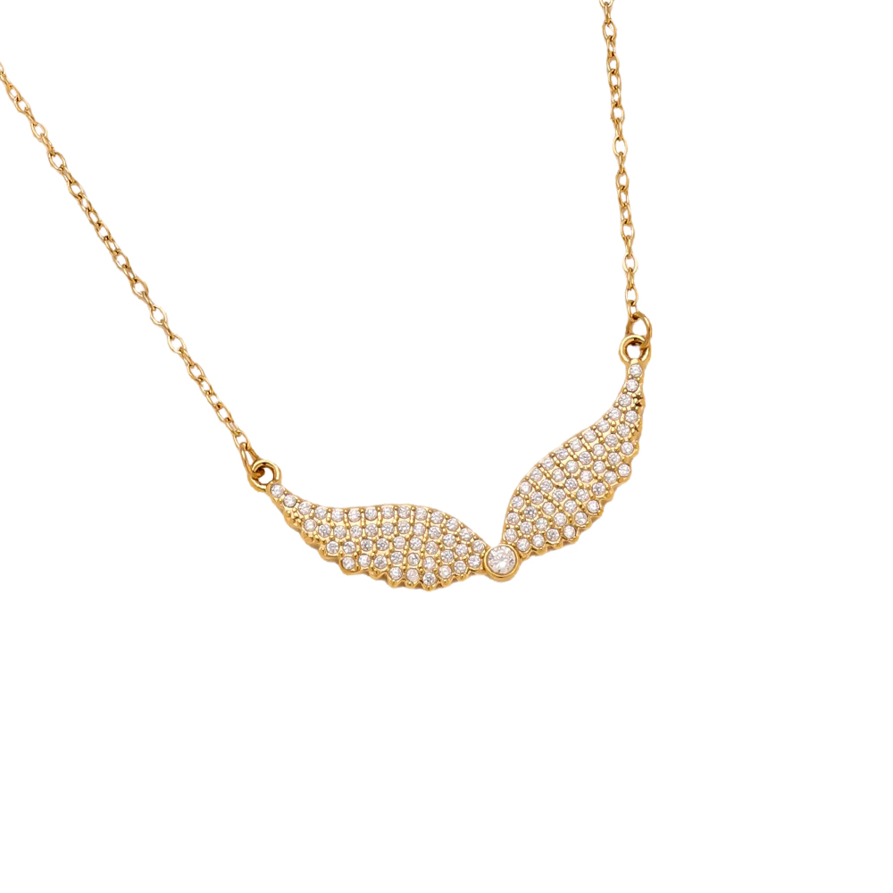 43cm Engelsflügel Zirkonia Edelstahl Halskette