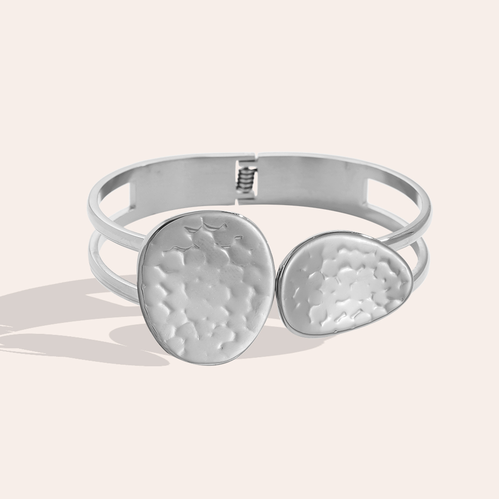 6.5cm Diameter Two Plates Edelstahl Armreif     