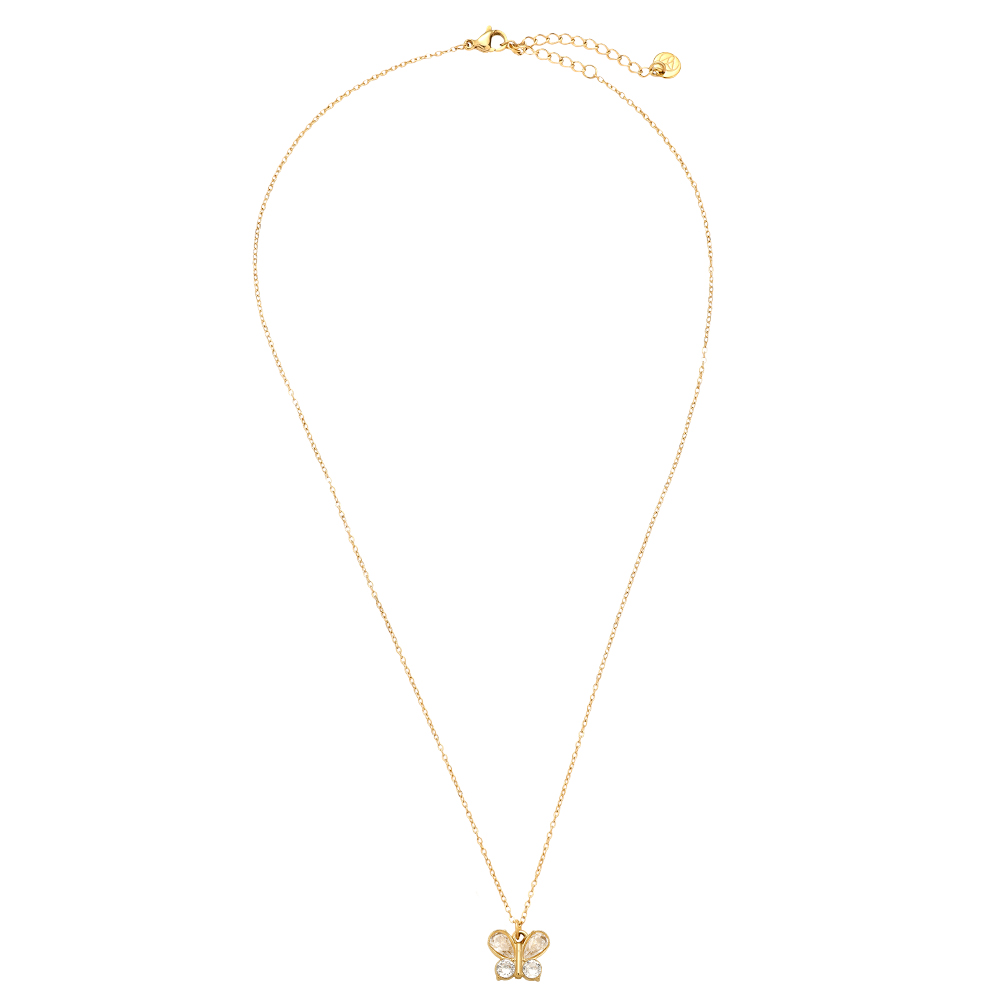 40cm Nice Diamond Butterfly Edelstahl Halskette       
