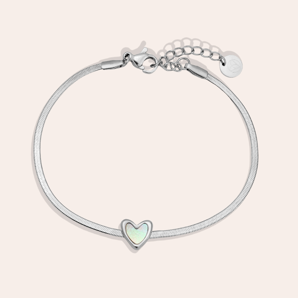 17cm Shell Heart Edelstahl Armband   