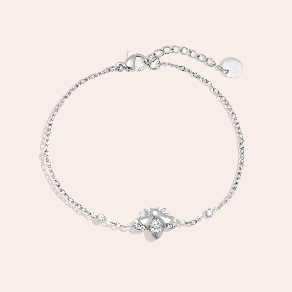 17cm Strassstein Bienen Edelstahl Armband