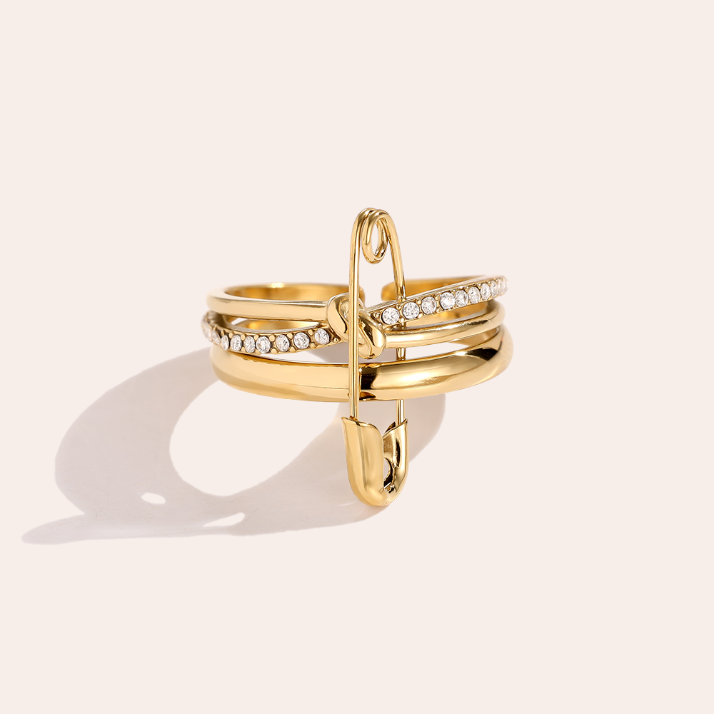  Three Layer Diamond Ring Set With Pin Edelstahl Ring 
