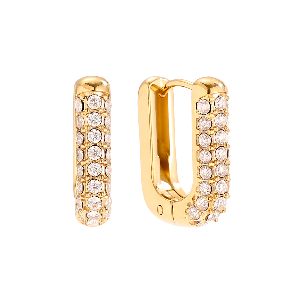 13*17mm Diamond Oval Hoop Edelstahl Ohrringe      