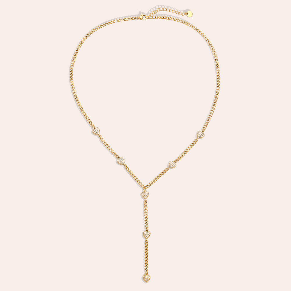 43cm Herz Glieder Edelstahl Halskette 