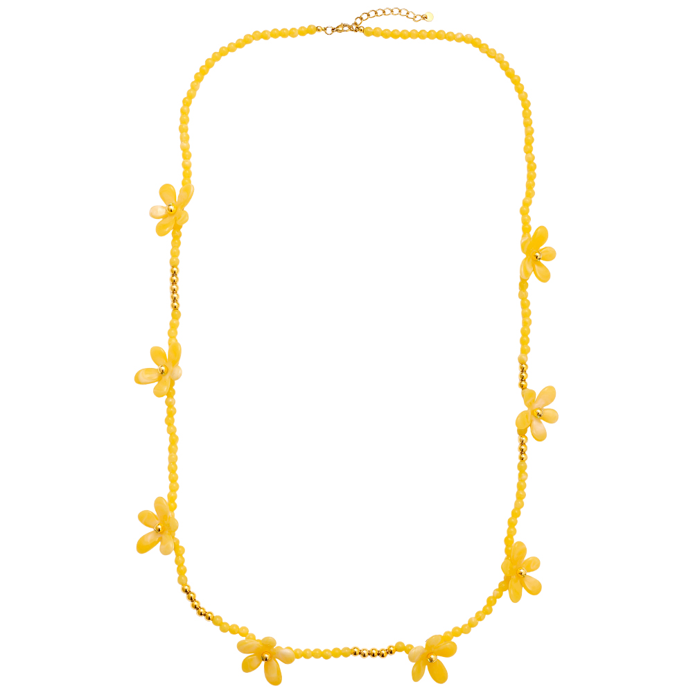 105cm Pretty Resin Flower Edelstahl Halsketten  