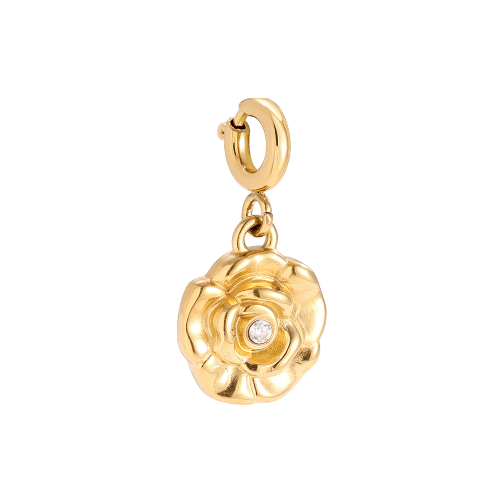 13mm Spring Clasp Pretty Flower Edelstahl Pendant     