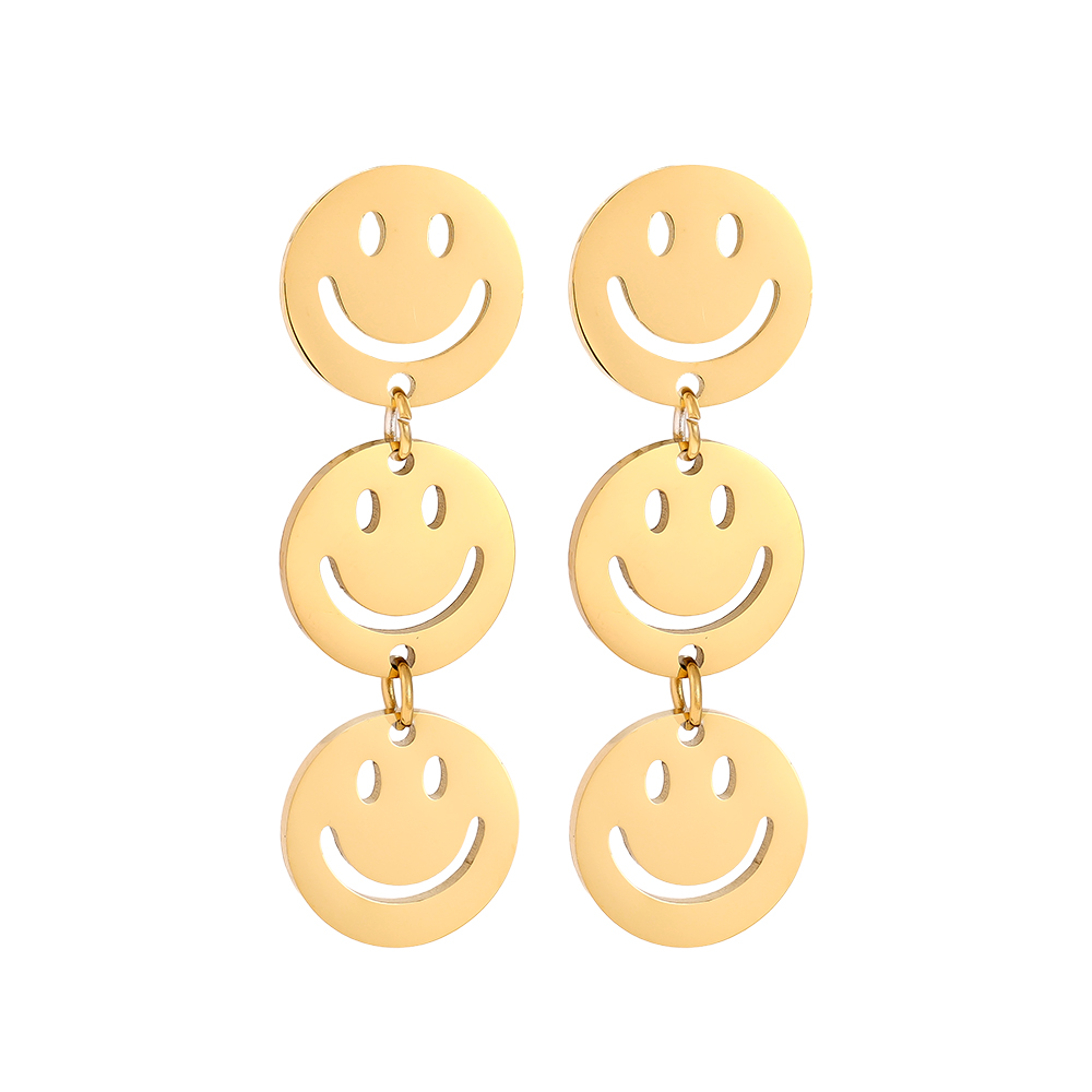 3.2cm Smiley Face Edelstahl Ohrringe    