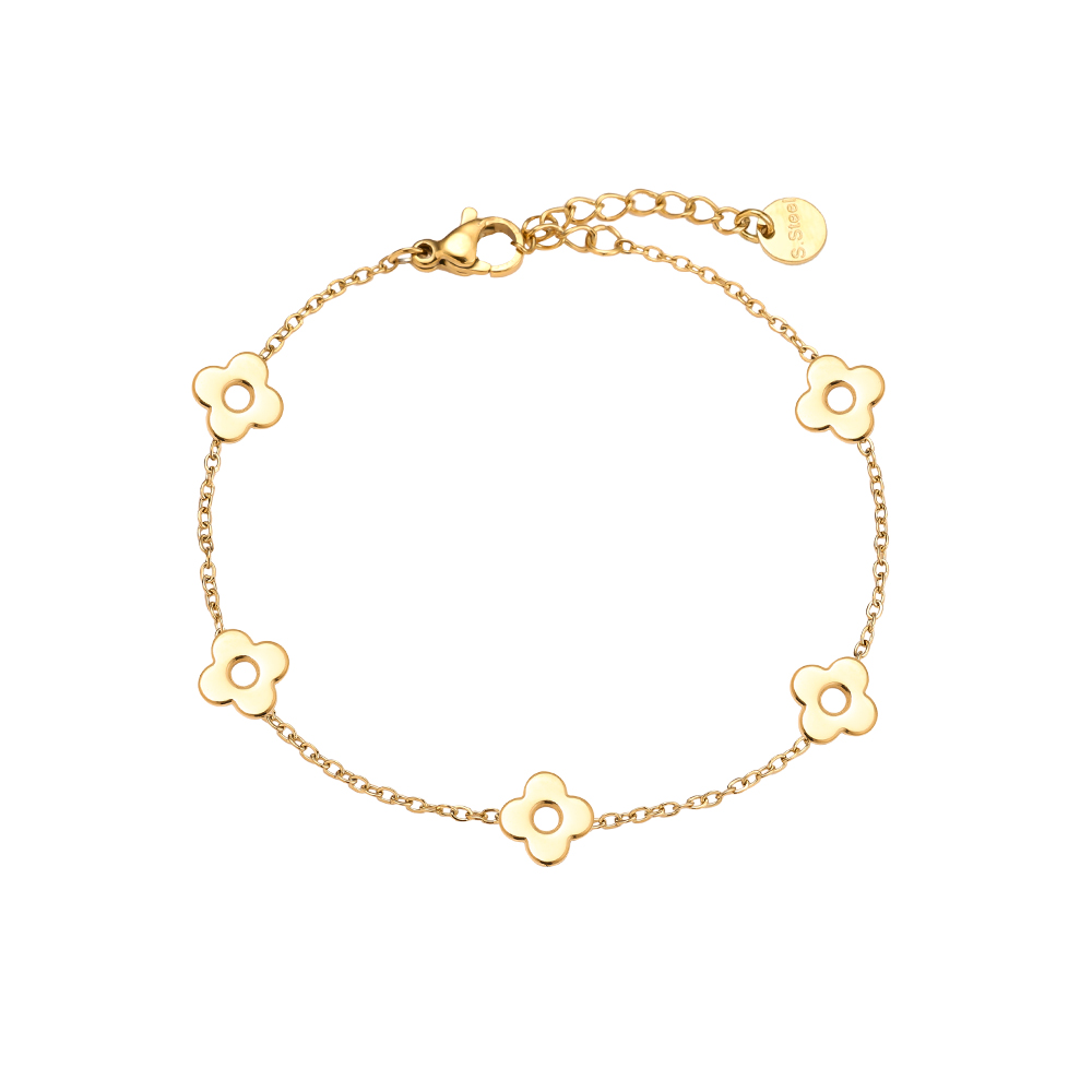 17cm Fünf Blumen Edelstahl Armkette         