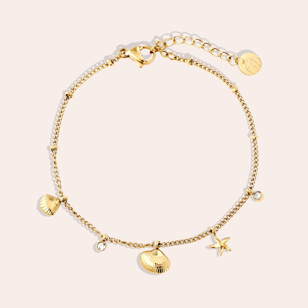 17cm Ocean And Diamond Dots Edelstahl Armband   