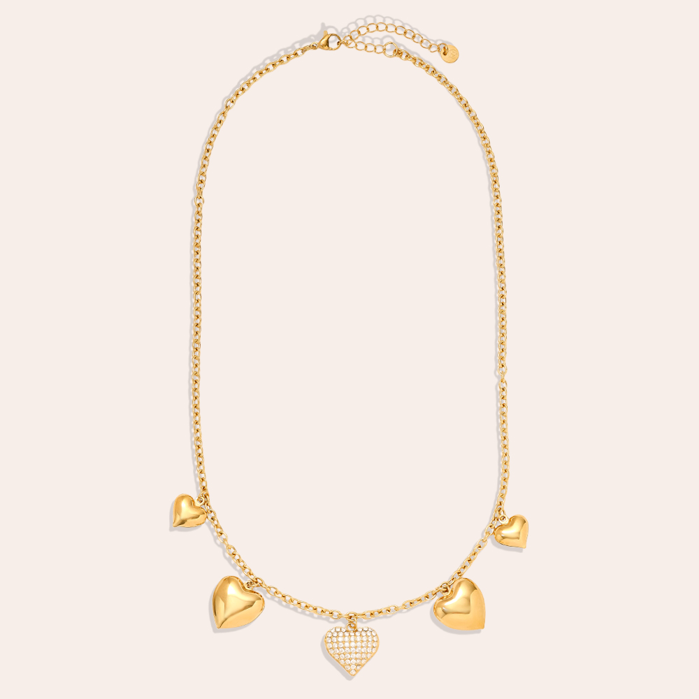 45cm Many Great Hearts Edelstahl Halskette     