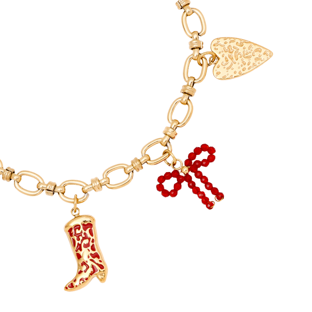 Edelstahl Armkette 17cm Red Charms