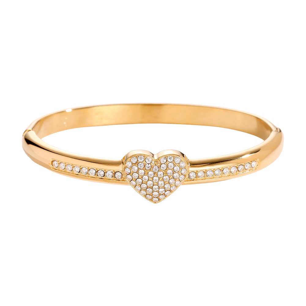 6cm Diameter Diamond Heart Edelstahl Armreif  