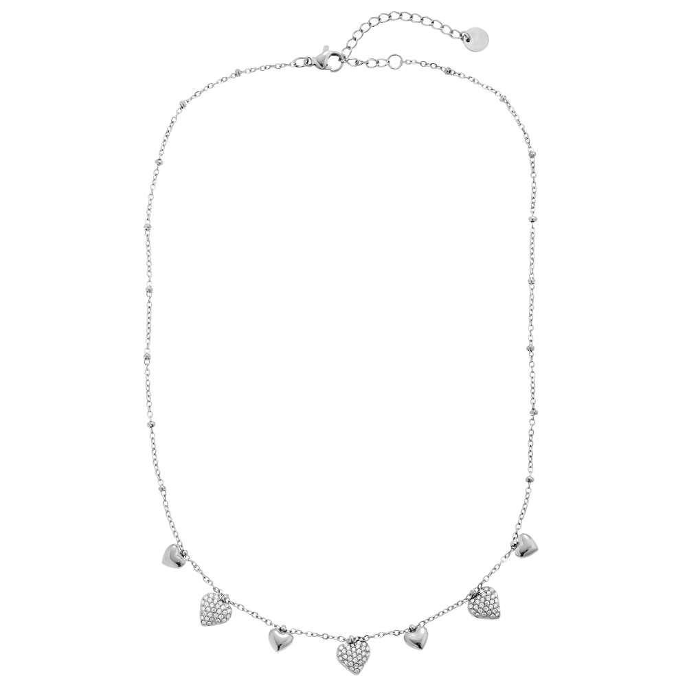 40cm Many Sweet Hearts Edelstahl Halskette     