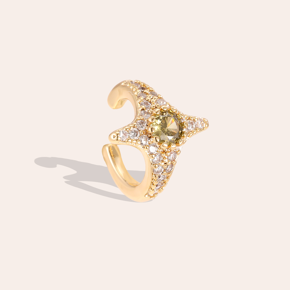 15mm Stern Zirkonia Vergoldete Ear-cuffs 