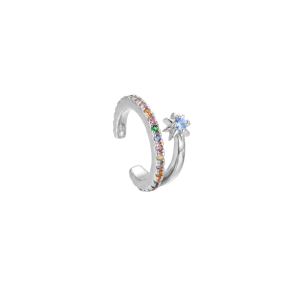 Vergoldete Ear-cuffs 14mm Zirkonia  Kleine Seestern