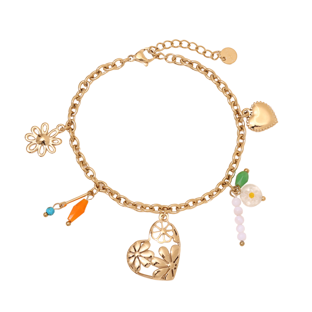 16cm Herz und kleiner Anhänger Edelstahl Armkette      