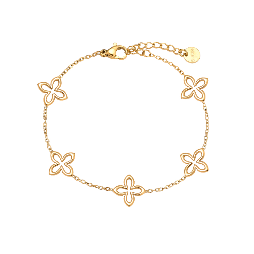 17cm Classic Lucky Flower Edelstahl Armkette   