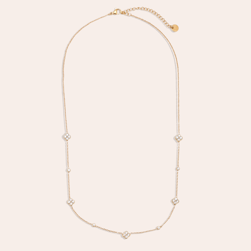 43cm Small Diamond Flower Edelstahl Halskette   