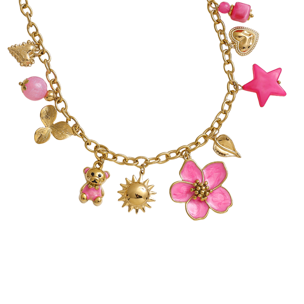 42cm Resin Blumen Sonne Anhänger Edelstahl Halskette