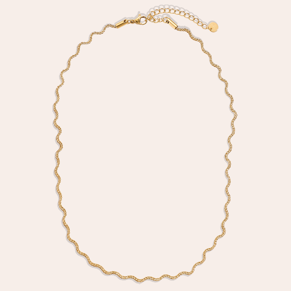 38cm Nice Wave Chain Edelstahl Halskette 