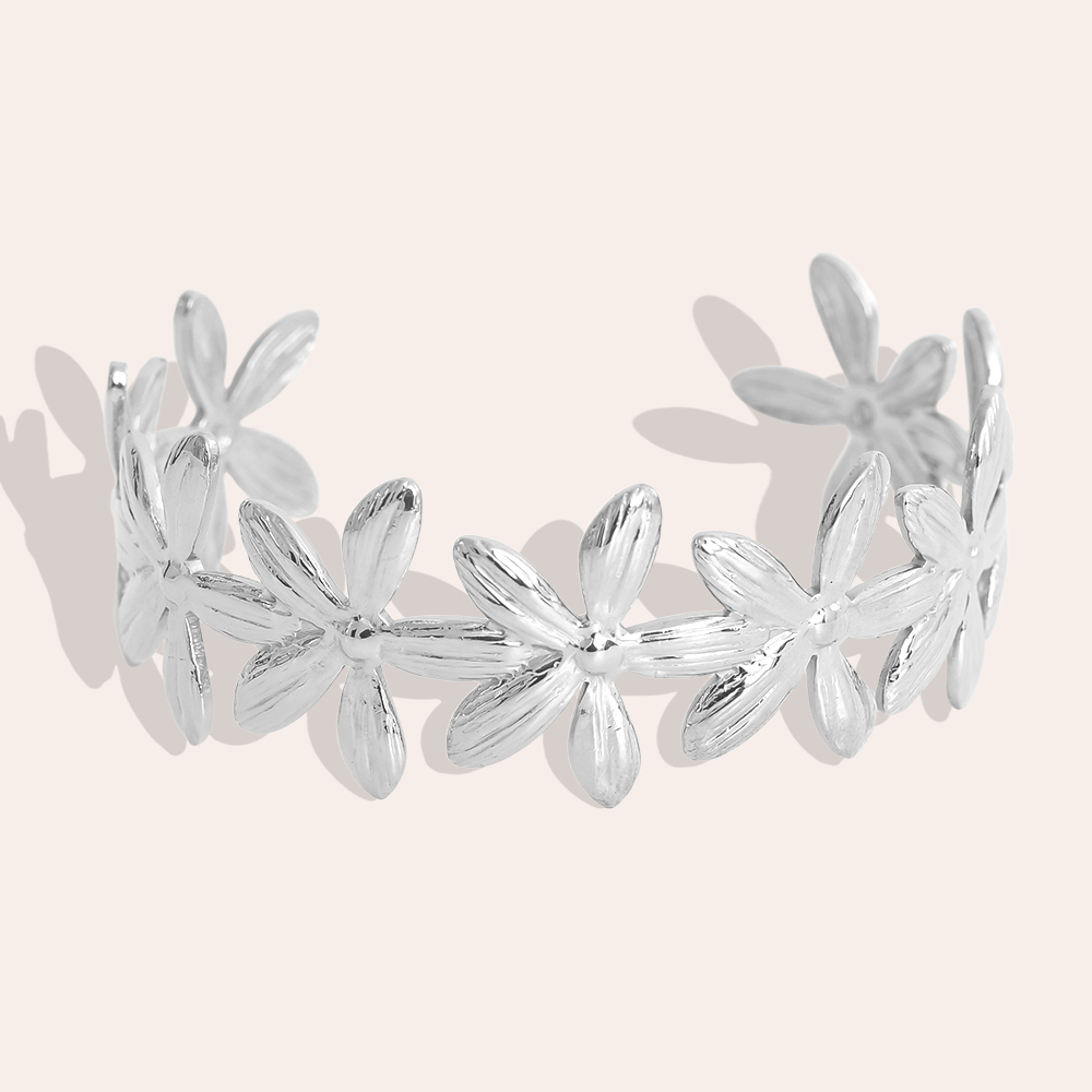 Verstellbarer vielen Blumen Edelstahl Armreif     