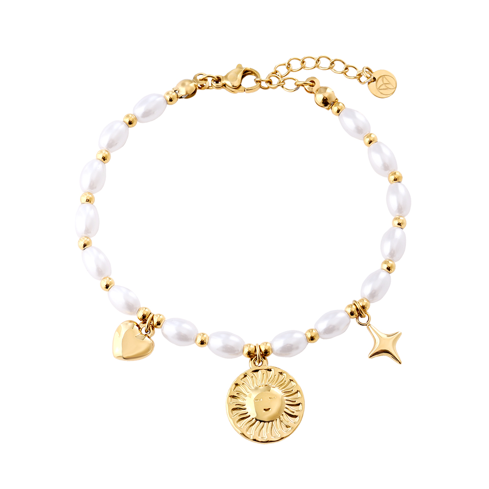 17cm Pearl Chain With Charms Edelstahl Armband   