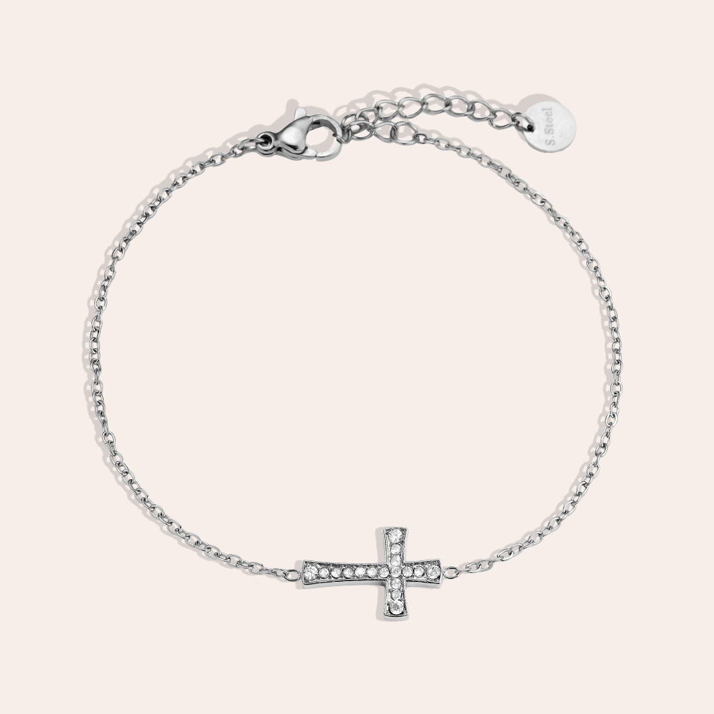 17cm Fine Diamond Cross Edelstahl Armband 