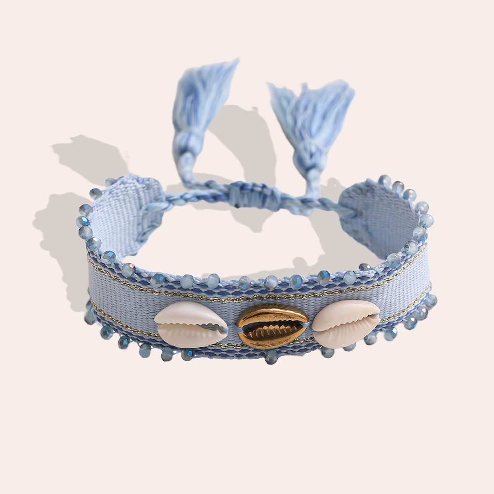 Muschel auf einem Polyesterbeutel Edelstahl Armband