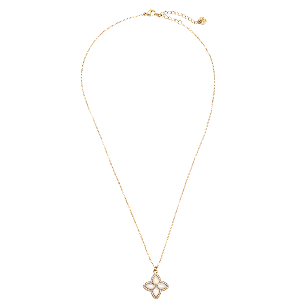 40cm Nice Diamond Luckly Flower Edelstahl Halskette    