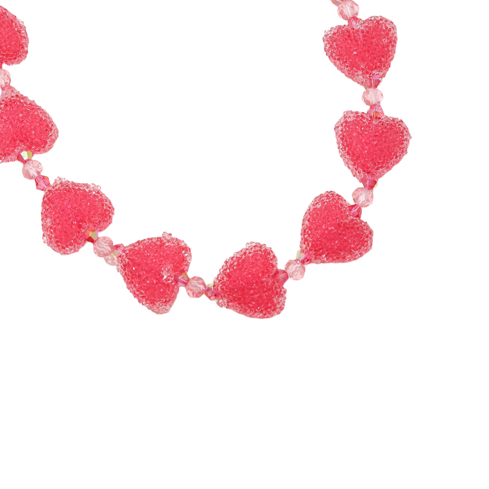 38cm Acrylic Pink Heart Chain Edelstahl Halskette   
