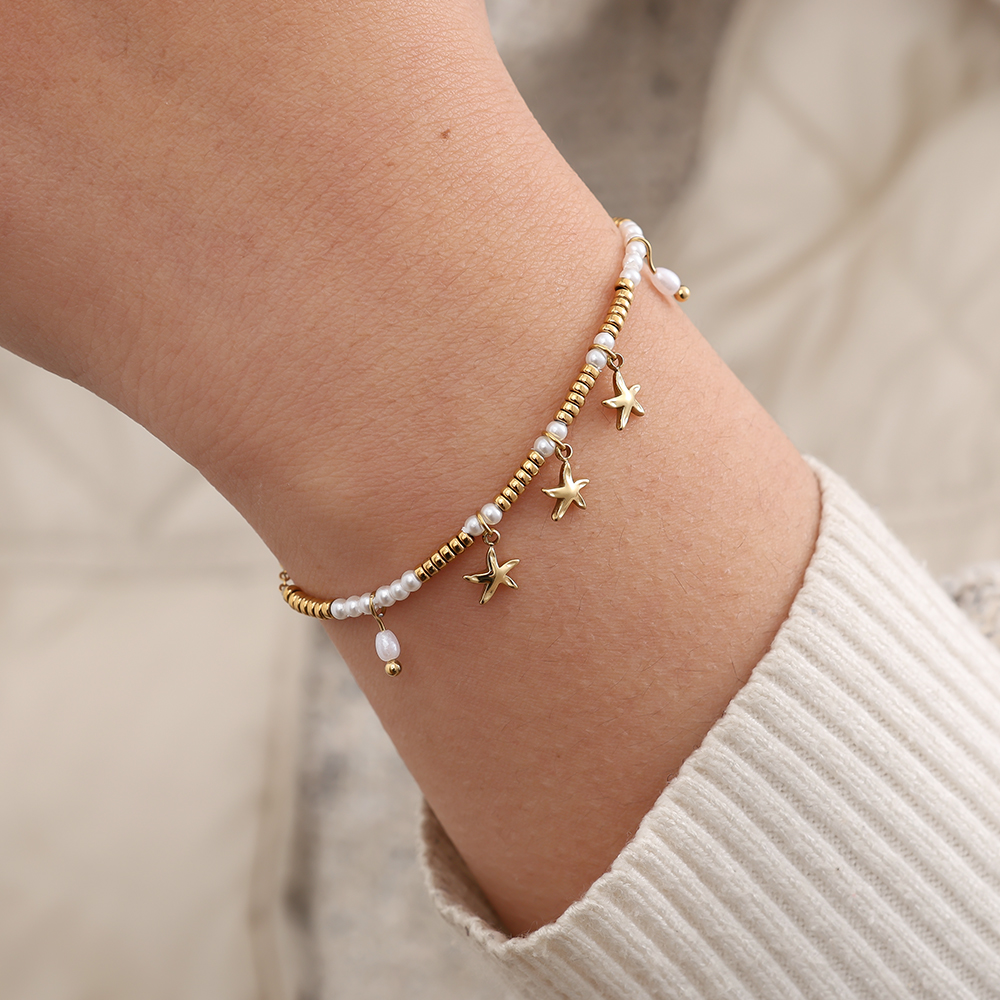 17cm Pearl Star Edelstahl Armkette