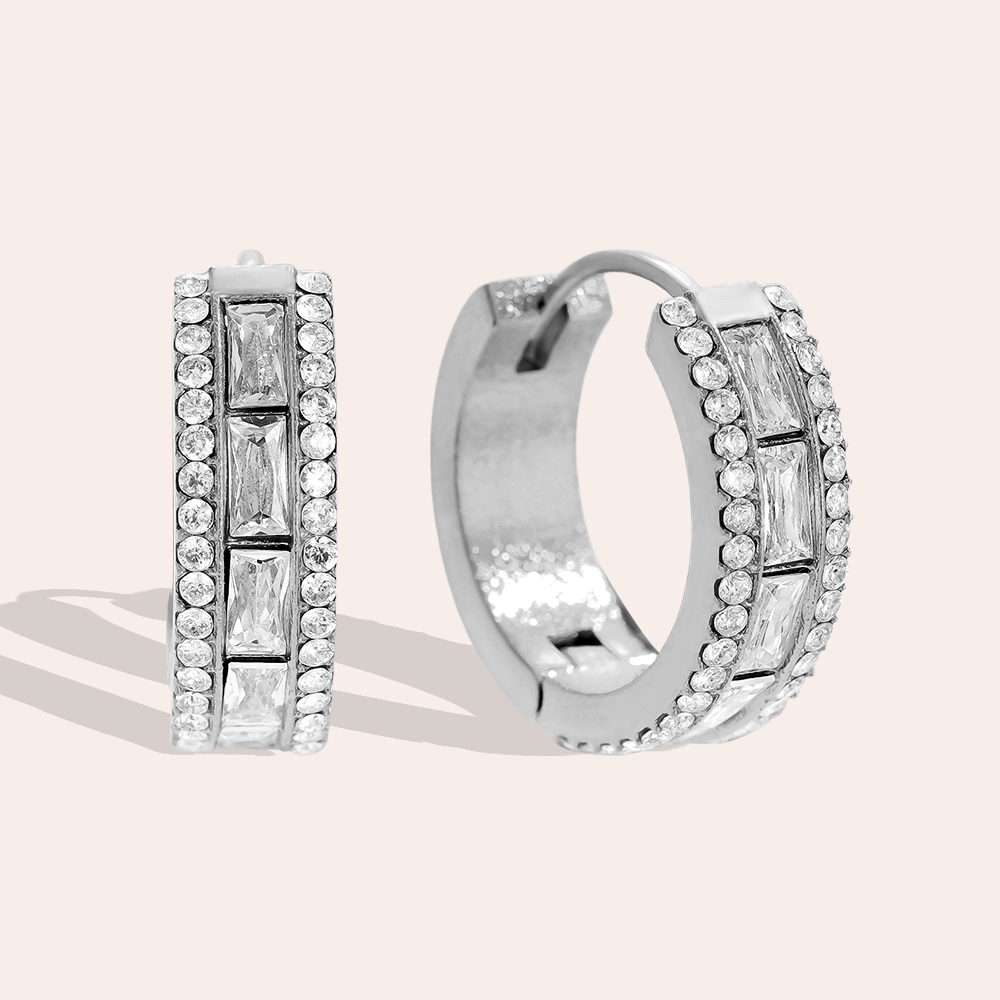 14mm Diamond Vintage Hoop Edelstahl Ohrringe    