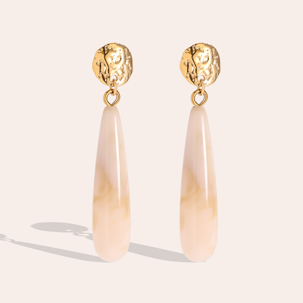 5cm Long Drop Resin Edelstahl Ohrringe     