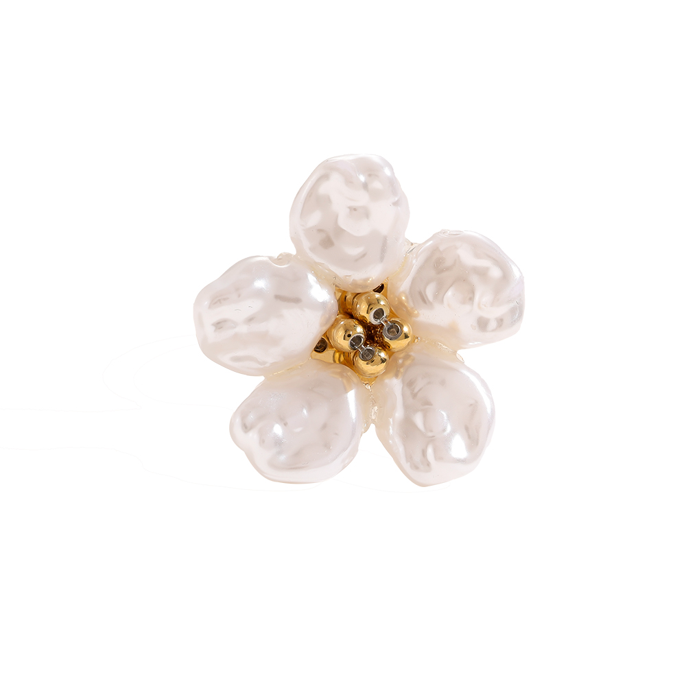 adjustable Pearl Flower Edelstahl Ring