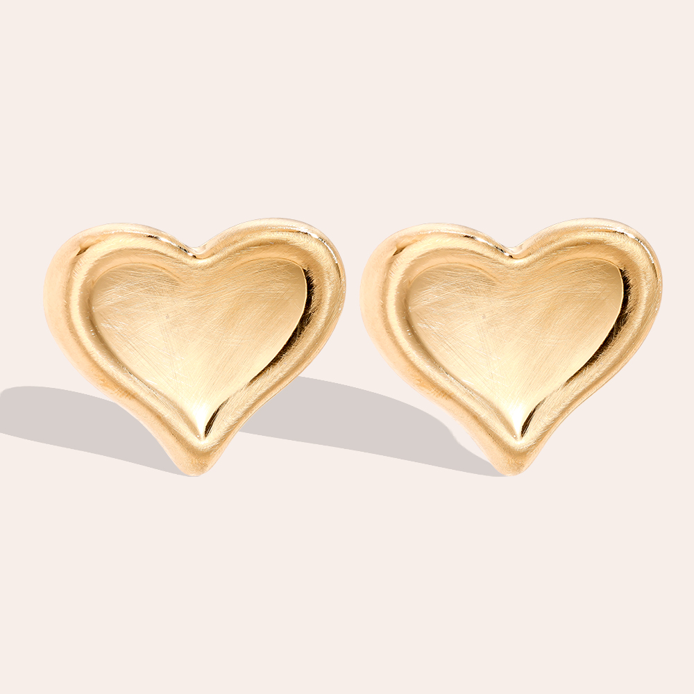 3*3cm Gold Heart Edelstahl Ohrringe       