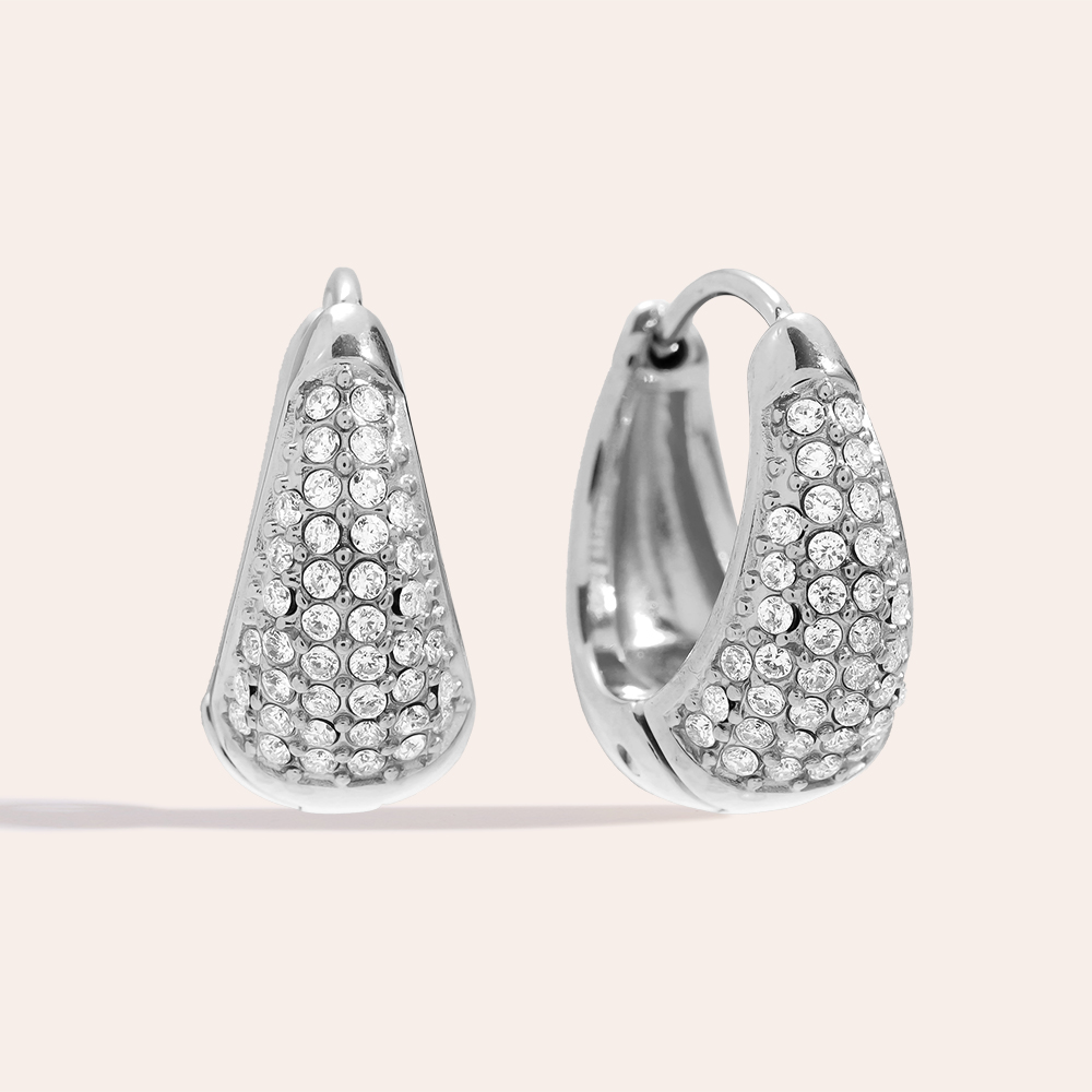 10mm Diamond Drop Hoop Edelstahl Ohrringe     