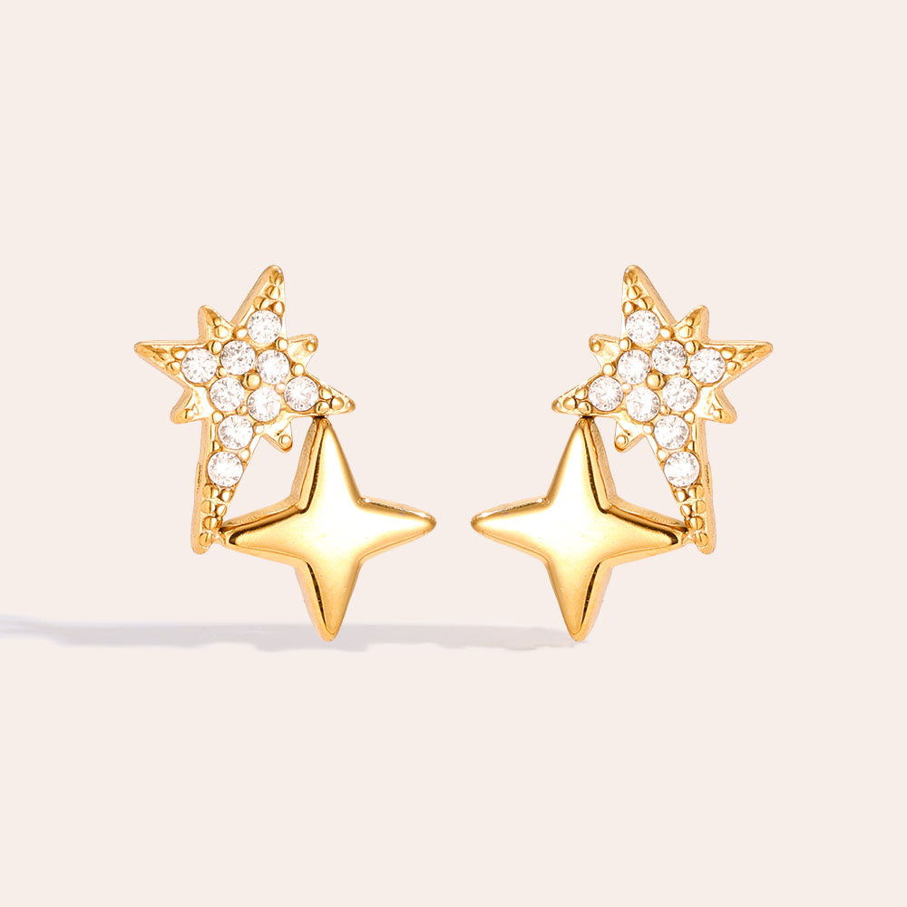 Edelstahl Ohrringe 10mm Sparkling Diamond Star