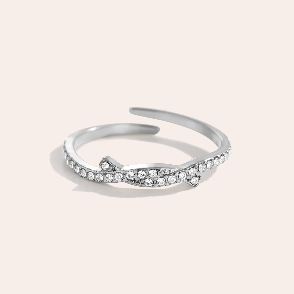 Simple Diamond Casual Edelstahl Ring    