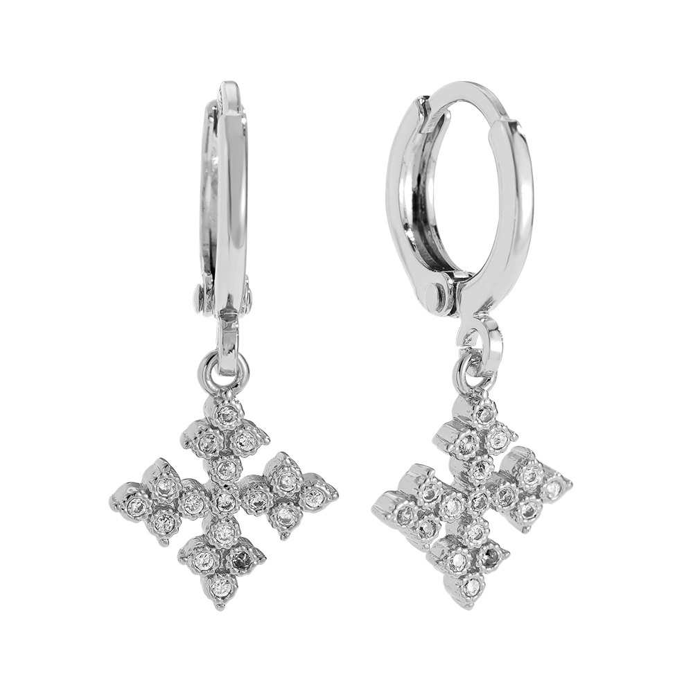 Vergoldete Ohrringe 2.6cm Diamond Cross