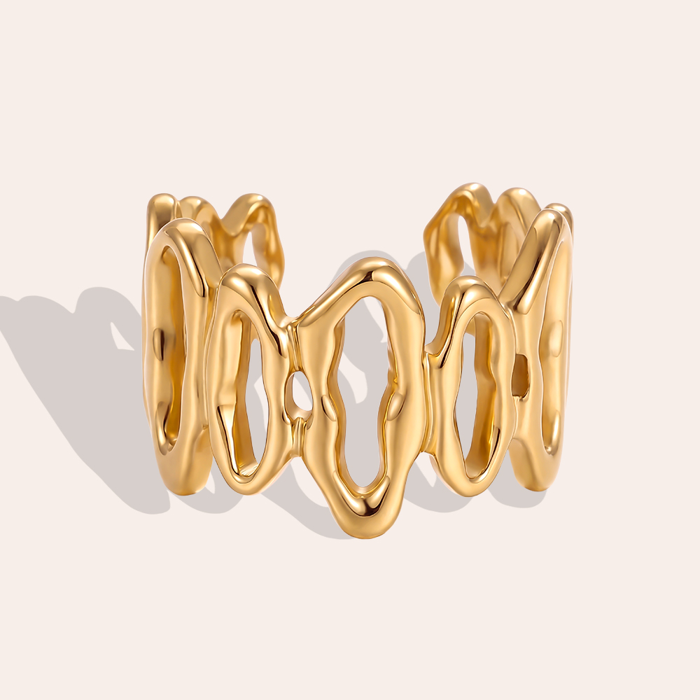 Verstellbarer unregelmäßig geformte Ellipsen Edelstahl Ring       