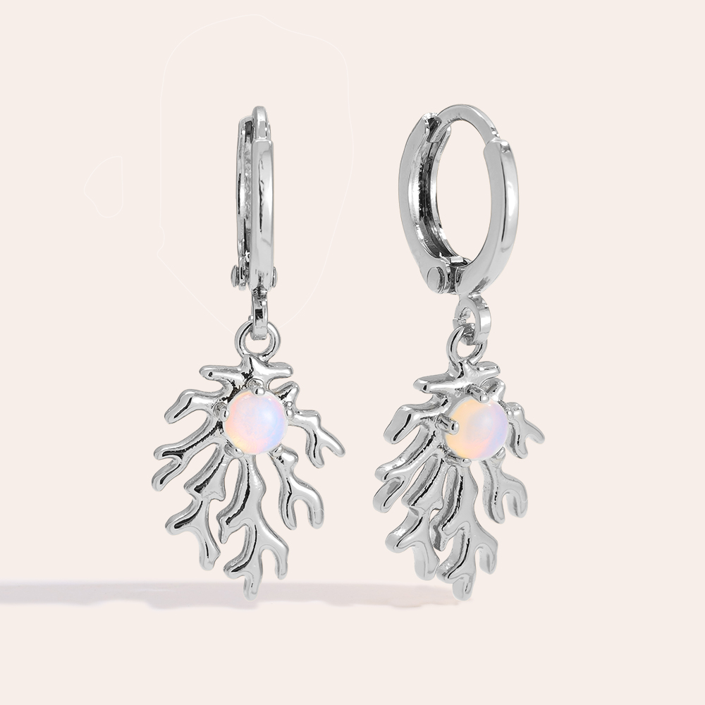 3.1cm Coral And Natural Stone Vergoldete Ohrringe    