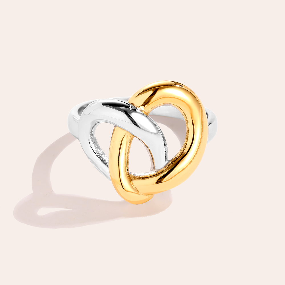 Gold And Silver Heart Edelstahl Ring           