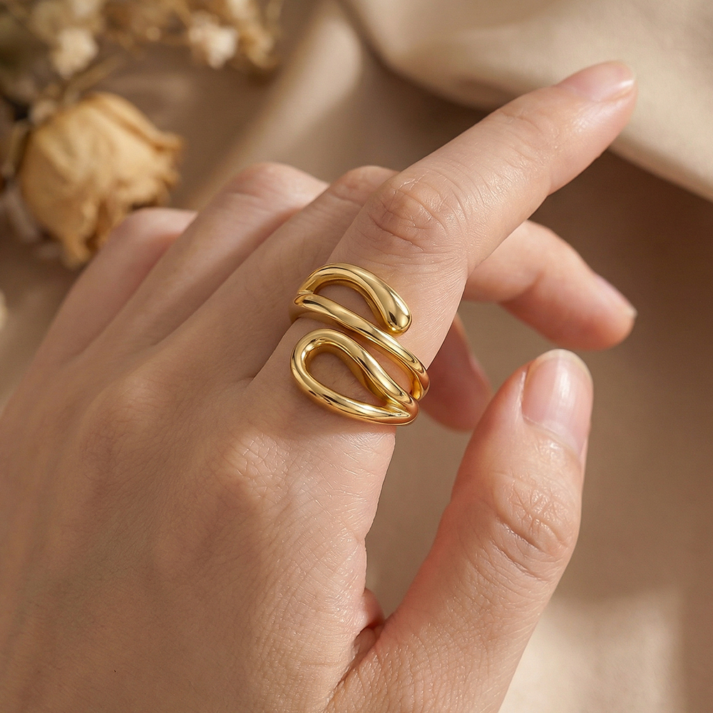 Edelstahl Ring Verstellbarer Schlangenartige Form