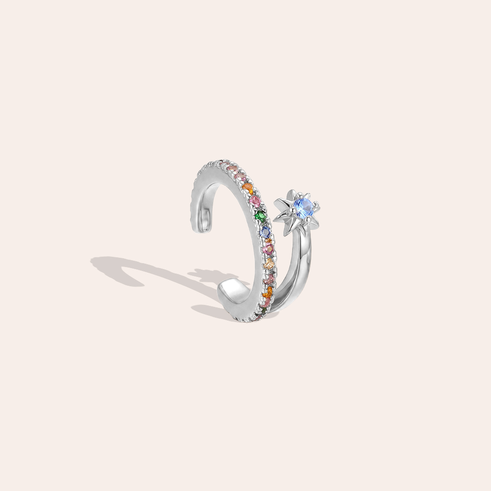 Vergoldete Ear-cuffs 14mm Zirkonia  Kleine Seestern