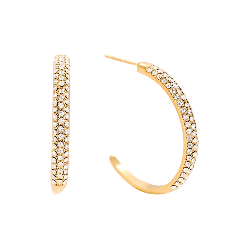 24mm Half Diamond Hoop Edelstahl Ohrringe      