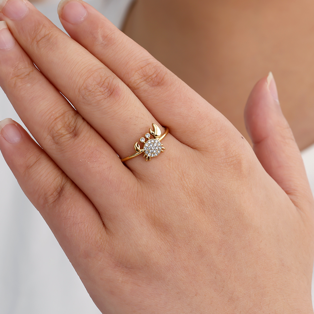 Diamond Crab Edelstahl Ring          