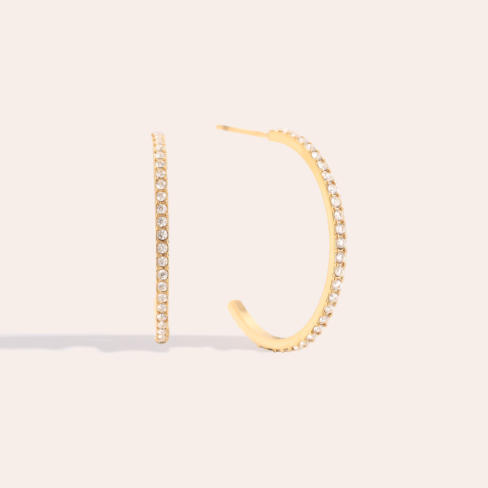 20mm Simple Diamond Half Hoop Edelstahl Ohrringe         