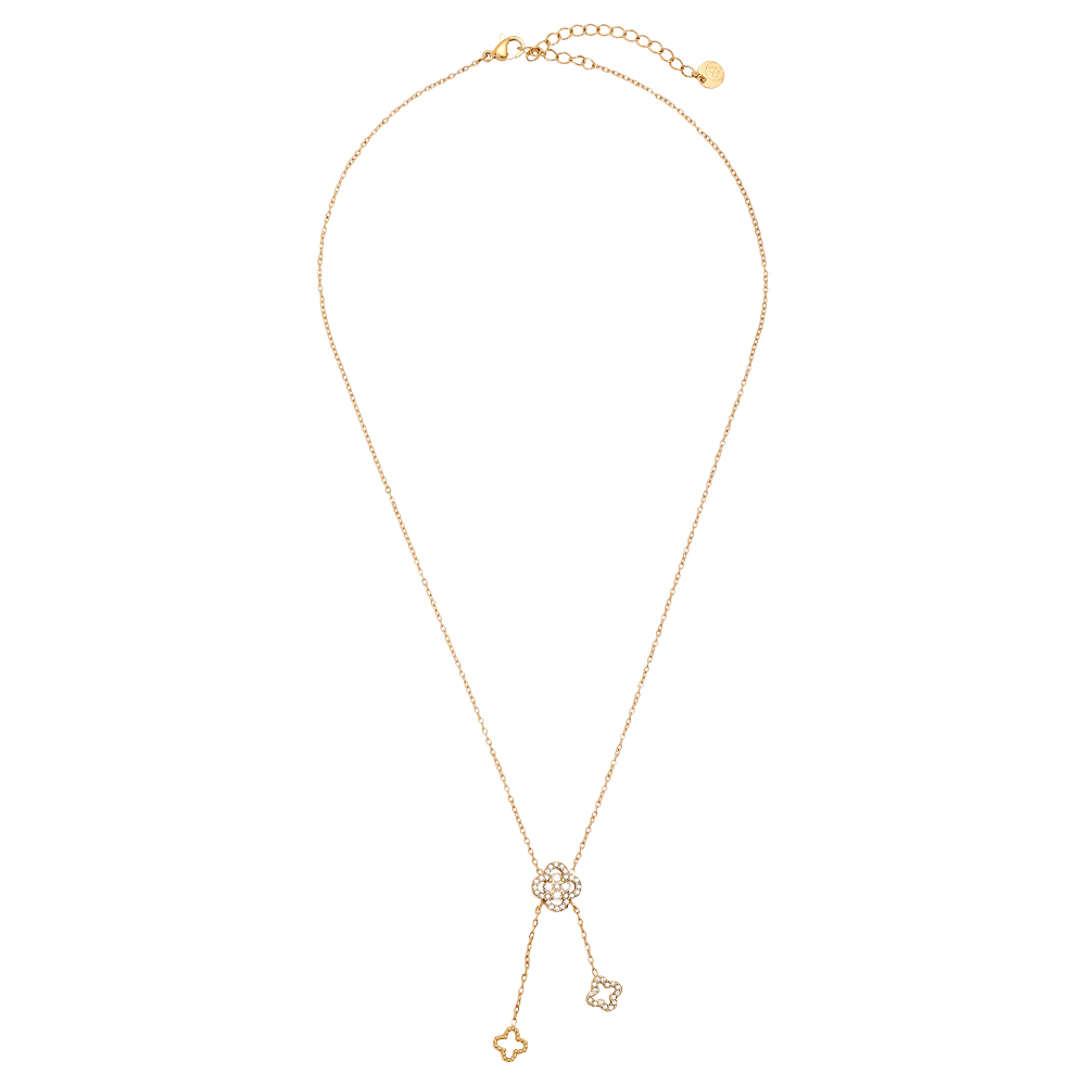 39cm Perfect Diamond Lucky Flower Edelstahl Halskette   