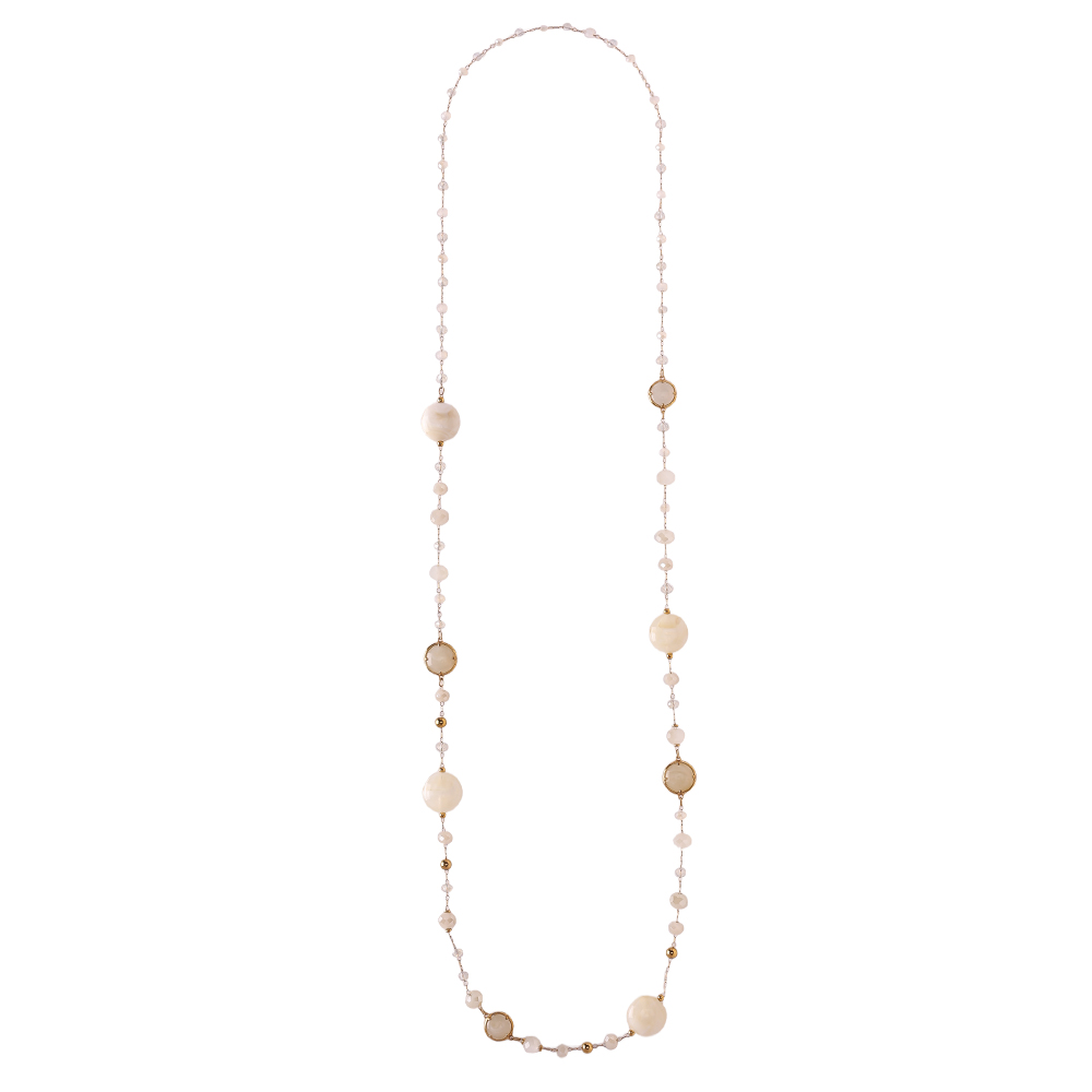 96cm Resin Kristallen Edelstahl Halskette