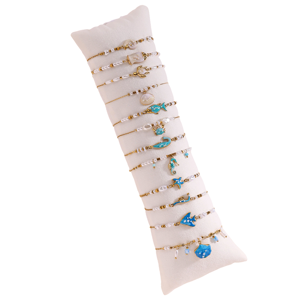 Edelstahl Armband Set 12er 17cm  Blau Sealife 